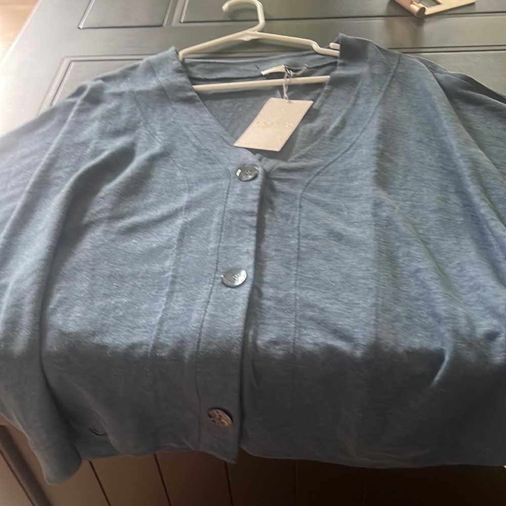 Poetry dark teal/ blue linen sweater light weight